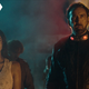 Sofia Boutella and Nicolas Cage in Prisoners of the Ghostland.